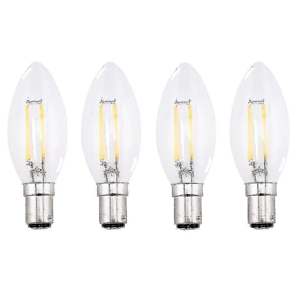 4-pack 4W SBC B15 Filament LED Ljusstakelampa Varmvit 2700K Liten Bajonett LED Vintage Filament-zong