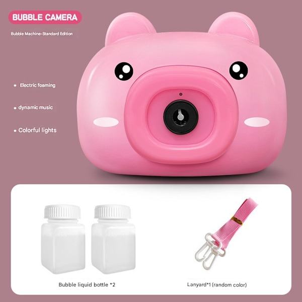 Helautomatisk lysande bubbelkamera, elektriska bubblor, dynamisk musik Pig