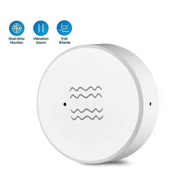 4 st Tuya ZigBee smart vibrationssensor realtidsövervakning dörr- och fönsterdetekteringslarm smart hemsäkerhetssystem White