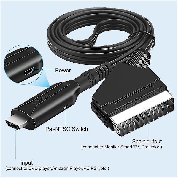 -Kompatibel Til SCART Adapter Video Audio Konverter til PAL/NTSC HD TV DVD Boks Signal Konverter Acc