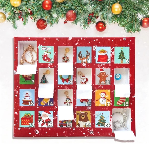 Mode Jul Adventskalender Xmas Blind Box Charm DIY Armband Making Set Handheld 24 Countdown Calendar DIY Smycken Present style 2