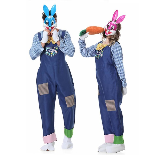 Karneval Halloween Påskhare Maskot Kostym Unisex Förälder Barn Spöklikt Rollspel Cosplay Fancy festklänning Man M