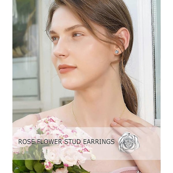 Sterlinghopeiset nappikorvakorut naisille, hopeinen kukka kuutiollinen zirkonia hypoallergeeniset helix rustokorvakorut korulahjat tytöille (hopea, kulta, R