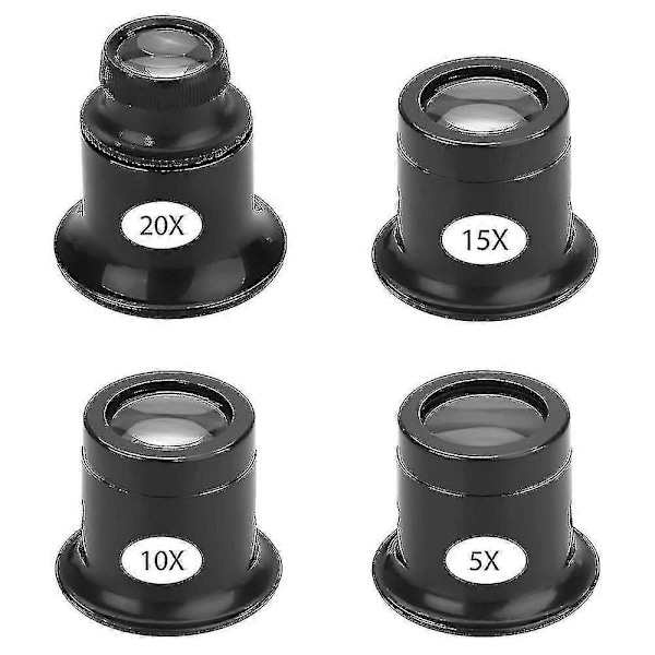 4-pack Luppglasögon för klockreparatörer 5x 10x 15x 20x