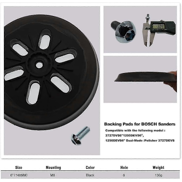 150 mm Slibeskive - Til Bosch Random Orbit Sander Gex 150 Ac, Pex 15 Ae, Gex 150 Turbo - 150 mm Med Poweka Skrue