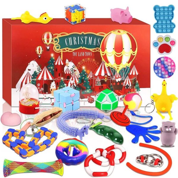 24 dagar/ set Fidget Toys Jul Adventskalenderpaket Anti Stress Toy Kit Stress Relief Figet Toy Blind Box Barn Julklapp style 17