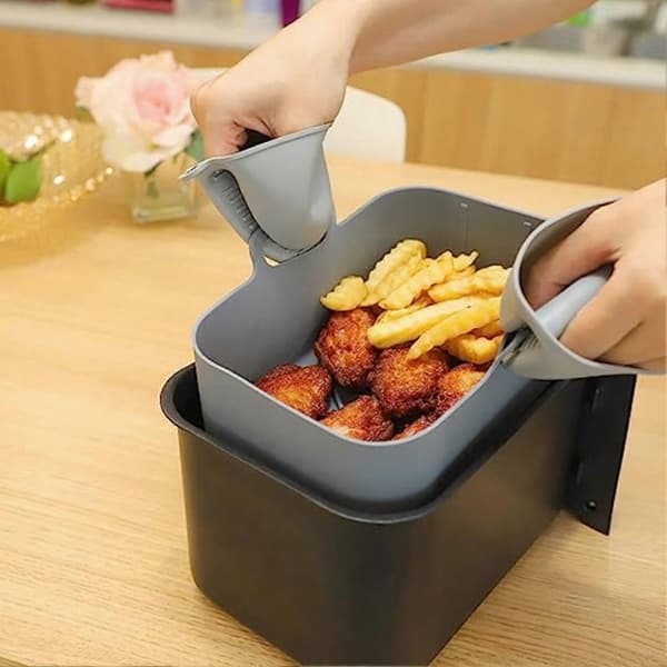 Varmebestandig silikone bageformindsats til genanvendelig airfryer Grey