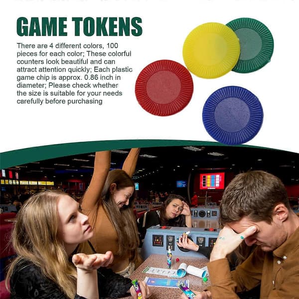 400 Stykker Plast Pokerchips Spillchips 4 Farger Tellerkort, 4