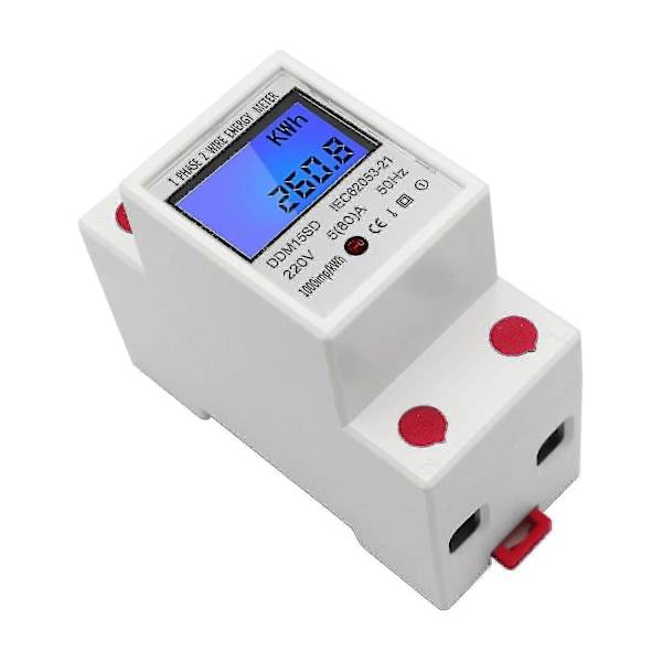 Enfasig Din-skena Energimätare 5-80a 220v 50hz Elektronisk Kwh-mätare med LCD-bakgrundsbelysning Digital Display Ddm15sd
