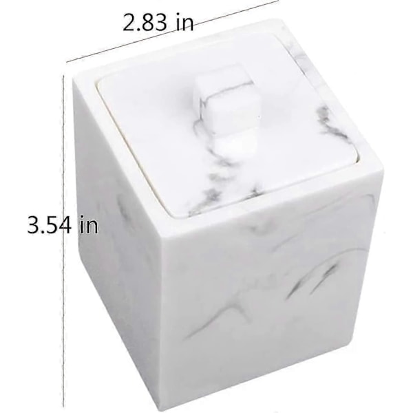 Opbevaringsboks til vatrondeller med marmorstruktur - Resin organizer med låg