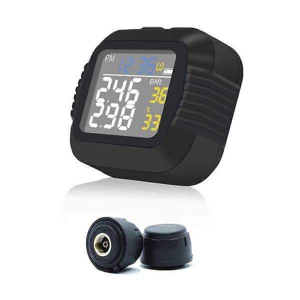 Tpms Motorcykel Dæk Temperatur Alarm Sensor USB Opladning LCD-Display