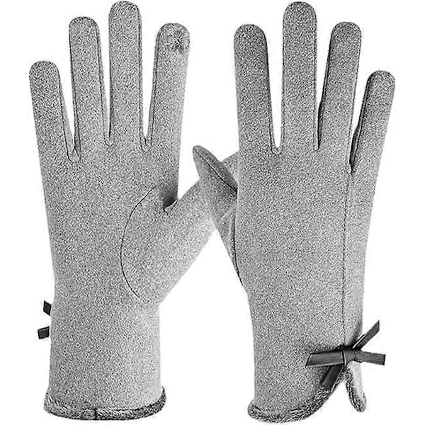 Dame Touch Screen Hansker - Vinter Varme Touchscreen Hansker Dame Termiske Hansker Pelskant Full Finger Votter for Kvinner Jenter Teksting Ski Utendørs G