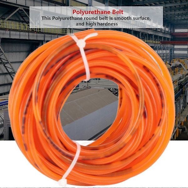 Oransje Glatt PU Polyuretan Rundreim for Drivtransmisjon (3mm*10m)
