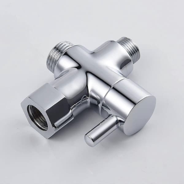3-veis ventil Solid Brass 3/8\"-12/17 T-adapter Diverter Valve for toalett, krombelagt, Dsf007d