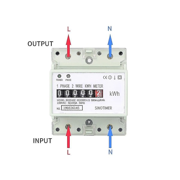 Elektrisk enfas tvåtråds AC 220V 100A energimätare KWh räknare förbruknings analog elektricitet
