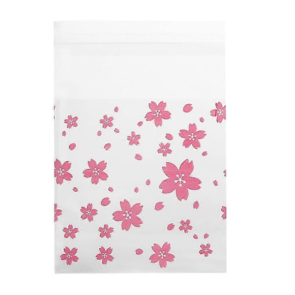 100 st/förpackning Blomstermönster Bröllop Plast Cookie Kex Godispåse (Orientalisk Körsbär 7 x 7cm)