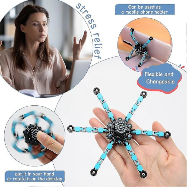Transformérbar fingertuppspinner fidget leker, DIY roterende stressreduserende leke for barn og voksne