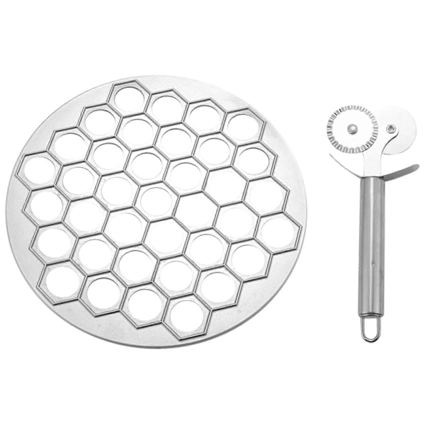 Tillverkar Rysk Dumplingform Pelmeni Metallform med Bakelse Ravioli Hjul Pasta Dubbelskärare för Kit