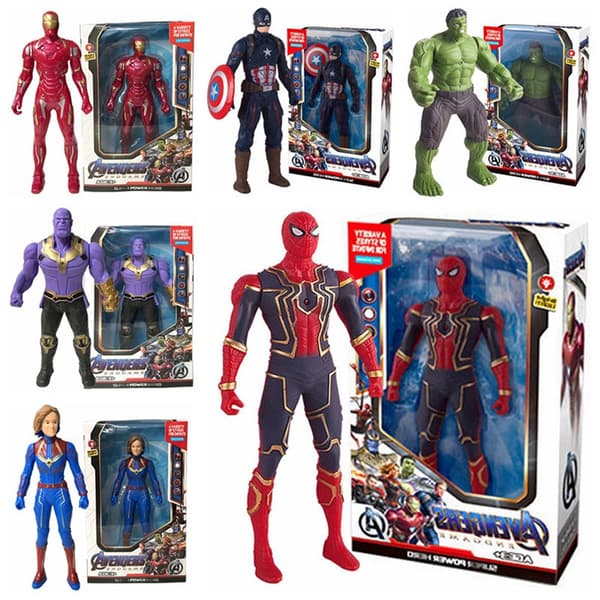 Avengers lysende figurer: Captain America, Spider-Man og Iron Man samleobjekter Hulk (joints movable)