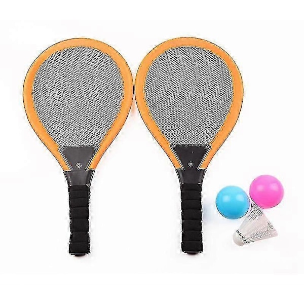 Sulkapallosetti lapsille, jossa 2 mailaa, pehmeät harjoituspallot ja sulkapallosulkia - Junior Tennismaila Peli Rantalelut hyvin