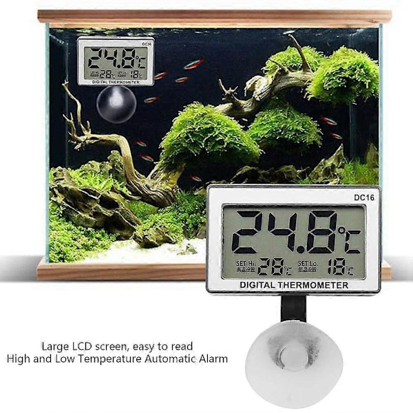 Digital Termometer, DC16 LCD-display Akvarietermometer Vattentät Termometer för Akvarium