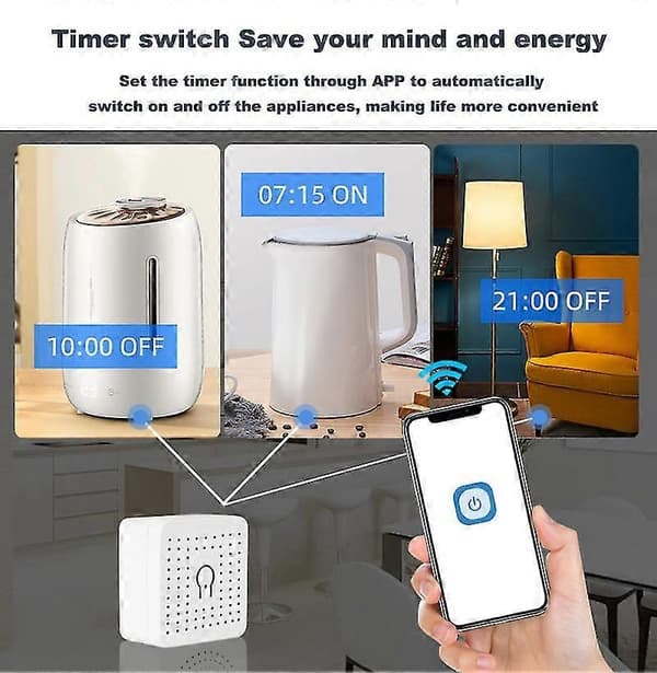 Mini DIY smartbryter 16A smarthus-automatisering trådløs bryter med stemmestyring