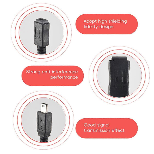 1,5 m Mini USB B 5-nastainen uros-naaras jatkojohto adapteri musta