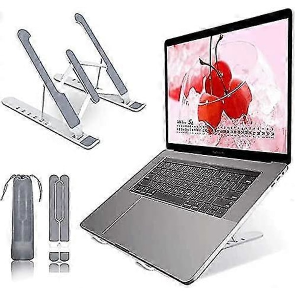 Laptopställ Versiontech Vikbart Portabelt Skrivbordslaptopställ, ABS-plast + Silikon 6-nivåers Vinkeljusterbar Höjd Notebook-hållare, Vertikalt Stabil
