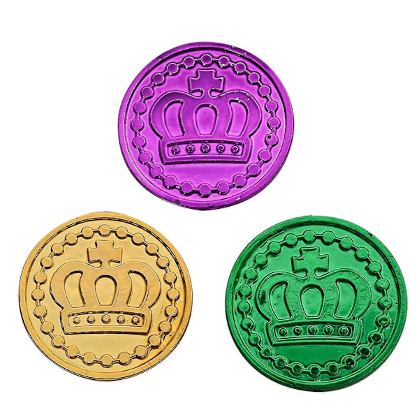 100 stk. Mardi Gras Plastmynter Assortert Metallisk Mardi Gras Mynter Bulk For Mardi Gras Parade, Festfavoritter