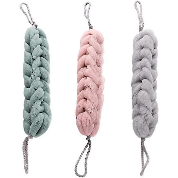 3 st Ryggskrubbare Mesh Duschpuffar Loofahs Djup Exfolierande Bad Duschpuff Ryggborste Svampar Tar Bort Döda Hudceller