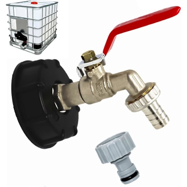 Hane Tank 1000l S60x6 Ibc Fitting Hane Med 1/2\" Slangetilslutning, Afløbstankadapter, Til Havehane, Til Tankadapter (1 Styk)