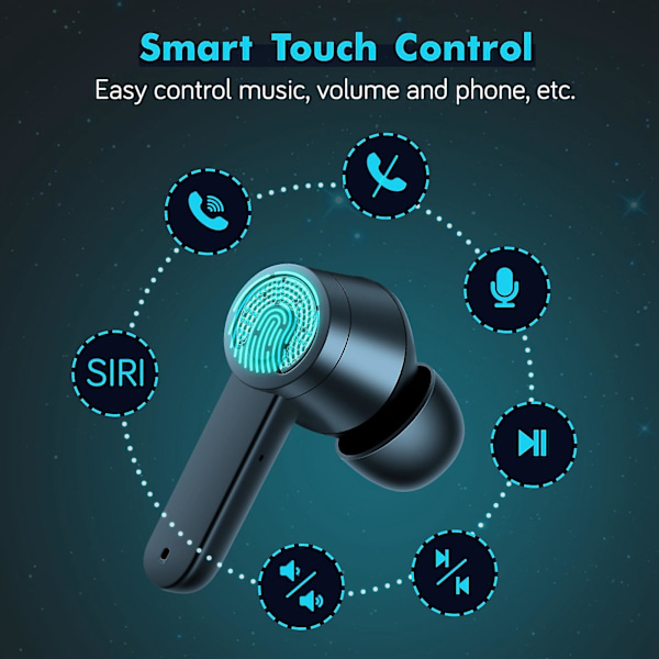 TWS Trådlösa Hörlurar Hifi Bluetooth 5.1 Hörlurar ES06 IPX7 Brusreducerande Öronsnäckor och HD-mikrofon Tryck Headset
