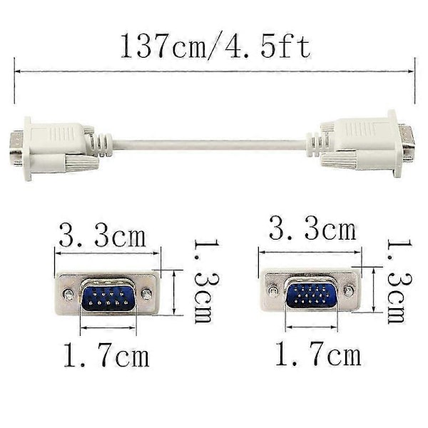 DB 9 -nastainen VGA 15 -nastainen urosadapterikaapeli RS232 - VGA-muunninkaapeli tietokoneille, tulostimille ja skannereille