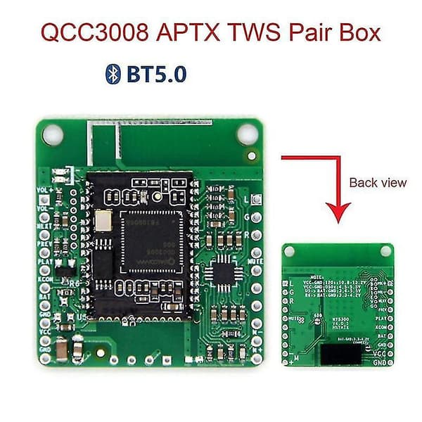 QCC3008 APTXLL Mottakerkort Modul HiFi Bluetooth 5.0 TWS Lyd Bil Bluetooth Mottakerkort (med DC-isolering, 12V)