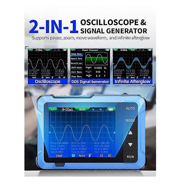 Oscilloskop/DDS Signalgenerator 2-i-1, 2,8 tums TFT, 10MHz bandbredd, 48MS/S samplingsfrekvens, Triggerfunktion Auto/Nomal-FO SAHN