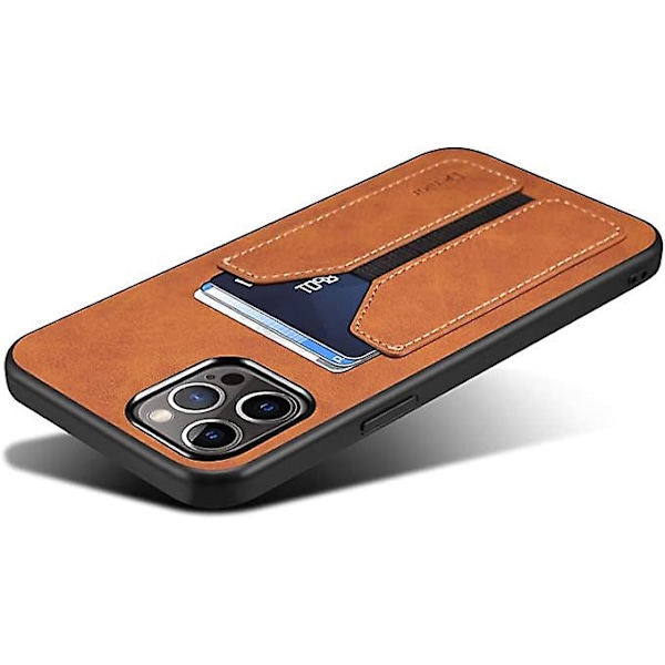 Etui til iPhone 13 Pro, PU Læder Wallet Case med Kreditkort Slot Holder Ultra Slim Beskyttelsesetui til iPhone 13 Pro 6.1 tommer 2021 (brun)