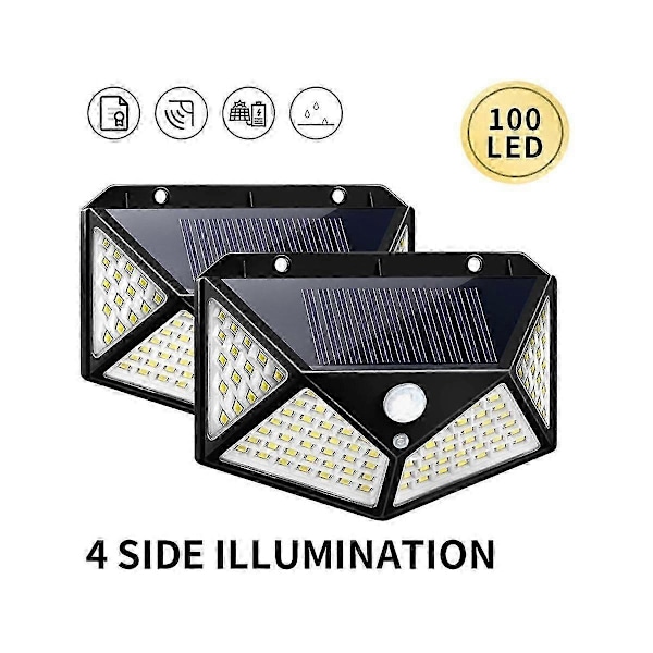 2 kpl Solar Led -valot Ulkokäyttöön Aurinkovalot PIR-liiketunnistimella Seinävalaisin Vedenpitävä Aurinkovoimalla Toimiva
