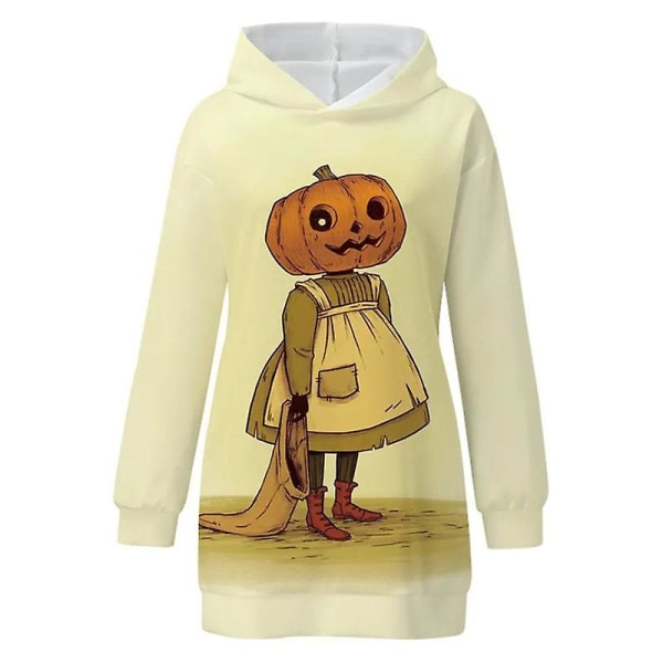 Hooded Womens Halloween Pumpkin Sweatshirt Långärmad Crewneck-tröja med tunikatröjor med ficka style 5 L