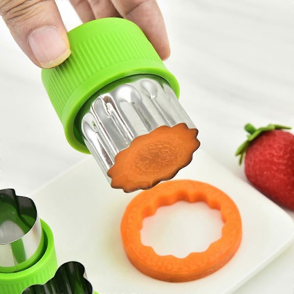 9 st Frukt Grönsak Kakformar Set Rostfritt Stål Mat Mini Paj Kakstämplar Form för Barn Bakning, Matlåda