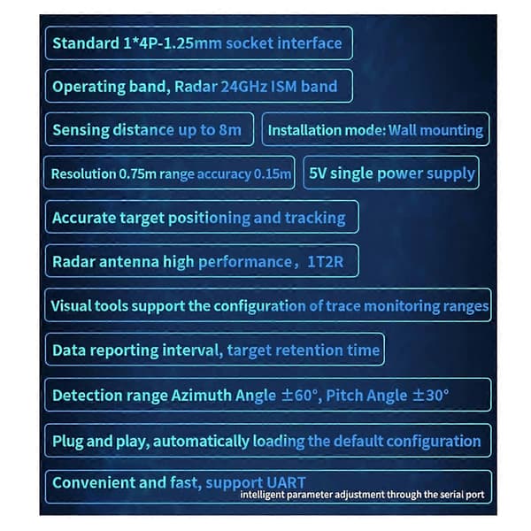 Rd-03D 24G Multi-Target Human Motion Trajectory Lokalisering och Radarmodul Inbyggd PCB