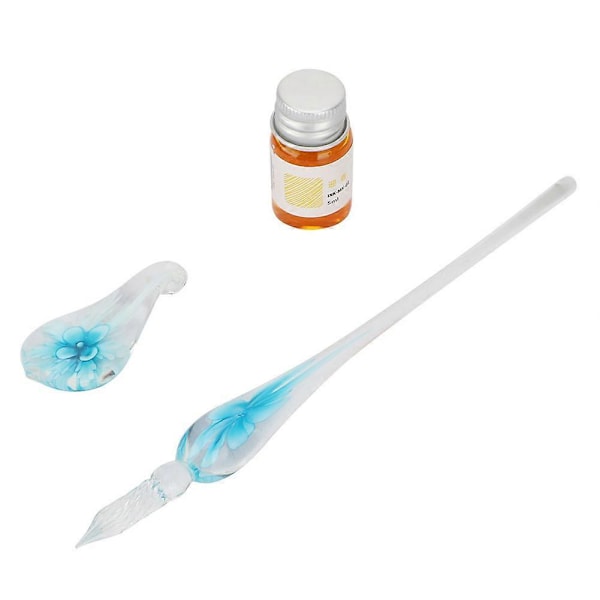 Krystal Blomst Glas Dip Pen med Blæk Penholder - Retro Signatur Fyldepen