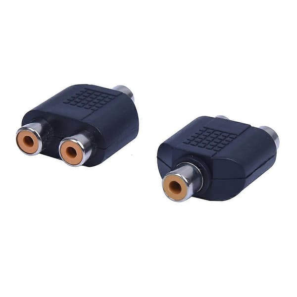 2 stk. RCA AV splitter Y-adapter 1 hun til 2 hun, sort