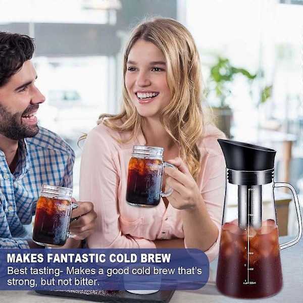 Cold Brew Kaffemaskine, Iced Coffee Maker Maskine, Cold Brew Te Kande Holdbart Glas og Lufttæt