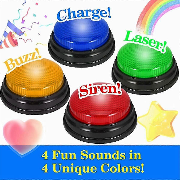 Lämplig för 4-pack Buzzers för Trivia-spel, Svarsbuzzers för Klassrum, Spelbuzzers med Ljus och Ljud G-FO  SHAN  RAN  WANG