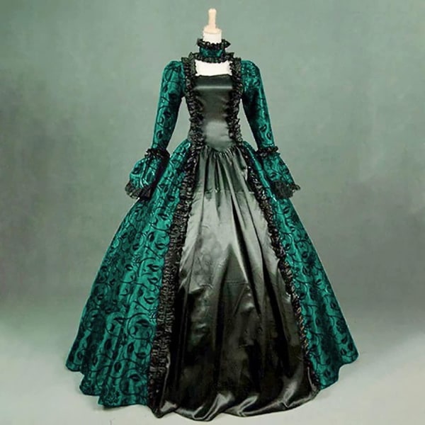 Snabb frakt Noble Klänningar Damklänning Plus Size Medeltida Balklänningar Eleganta kostymer för kvinnor viktoriansk klänning 4färgad Green 4XL
