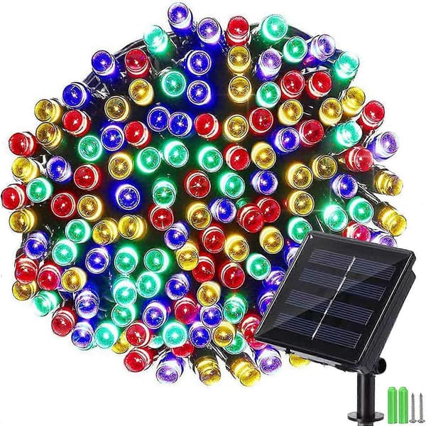 Solcelle Lyslenke Utendørs - 22m 200 LED Vanntett Solcelle Julelys, 8 Lysmoduser Dekorative Lys For Hage, Terrasse, Gjerde, Chris
