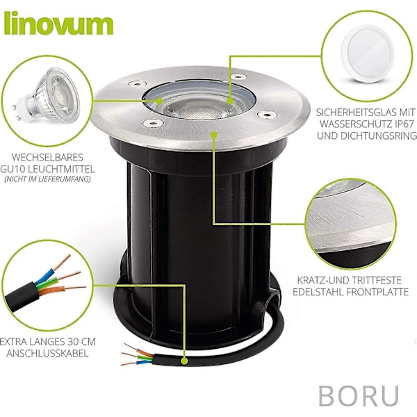 Boru pyöreä upotettava kohdevalaisin GU10-ip67kaapelille, 110mm*130mm (lamppu ei sisälly)