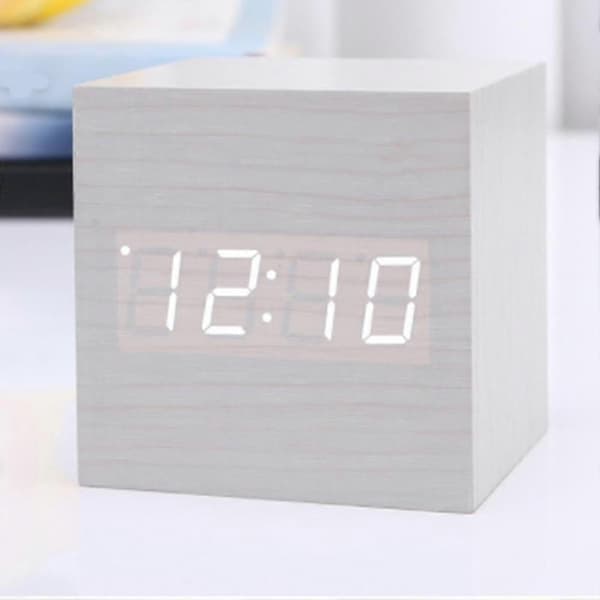 LED-bakgrundsbelyst Digital Termometer Väckarklocka Luminous Klocka Hem A