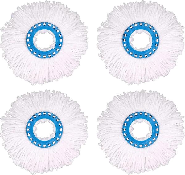 4 stk. Mikrofiber Runde Erstatningsmoppehoder, 360 Rotasjon (diameter 16cm)