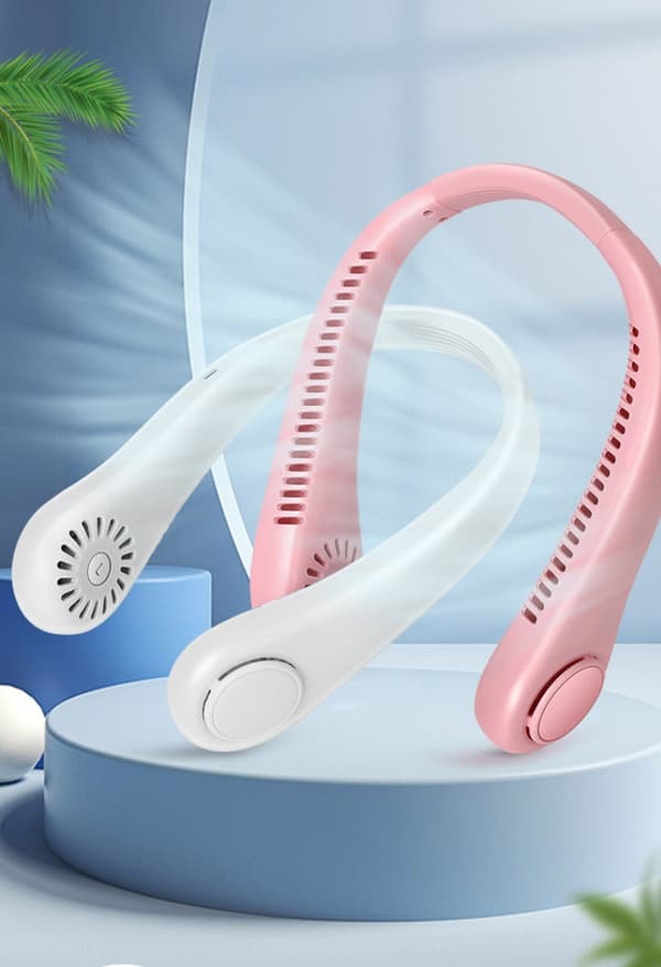Halsventilator - Genopladelig bærbar ventilator med halsrem, hvid